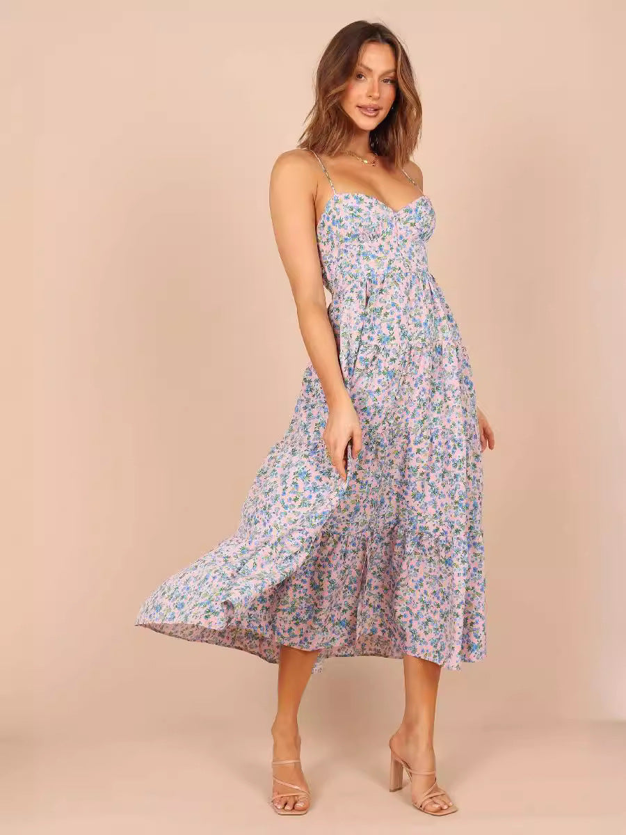 Rio Floral Tie Back Midi Dress