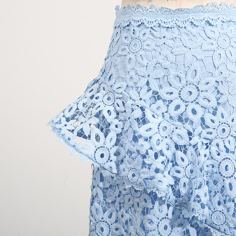 Women's Lace Sleeveless Top & Asymmetrical Skirt Set