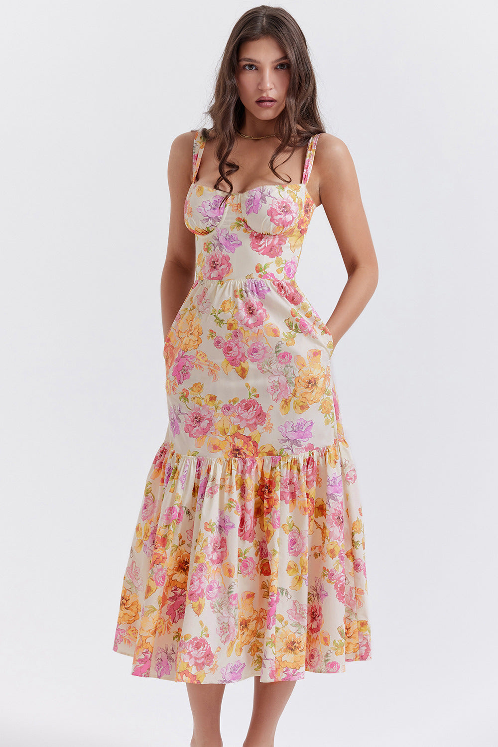 Floral Tiered A-Line Dress for Women