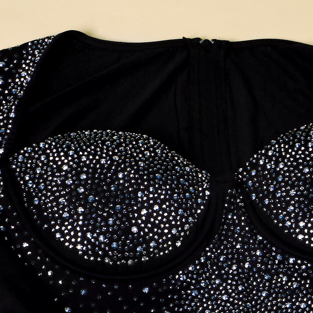 Sexy Long Sleeves Diamond Night Club Dresses-Sexy Dresses-Free Shipping at meselling99