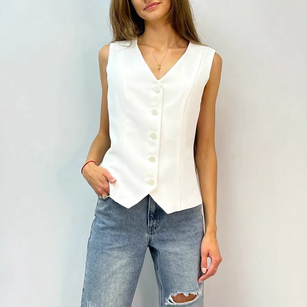 Women's Summer V-Neck Sleeveless Vest Cardigan