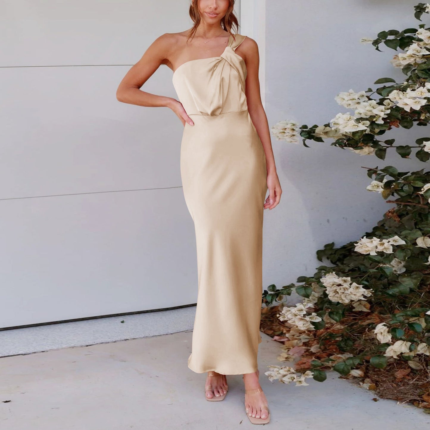 Elegant Satin One Shoulder Bridesmaid Dresses Party Dresses