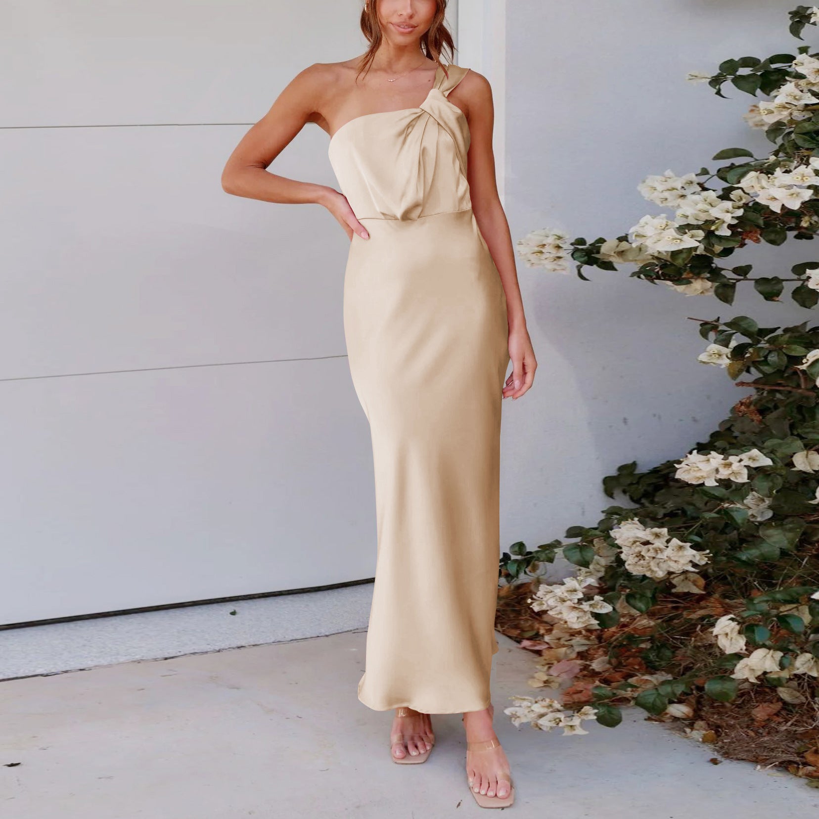 Elegant Satin One Shoulder Bridesmaid Dresses Party Dresses