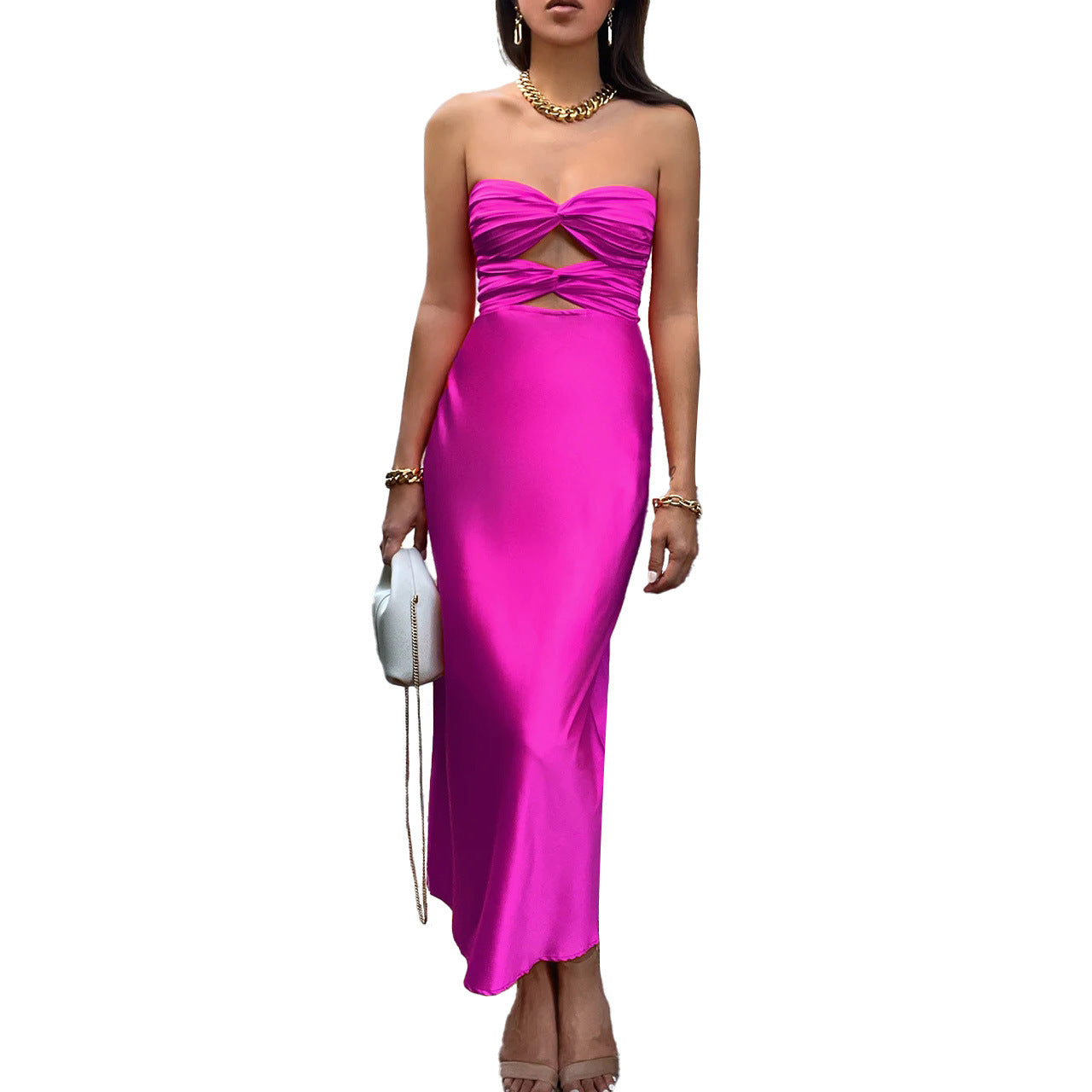 Sexy Satin Strapless Summer Women Party Dresses-Dresses-Free Shipping at meselling99