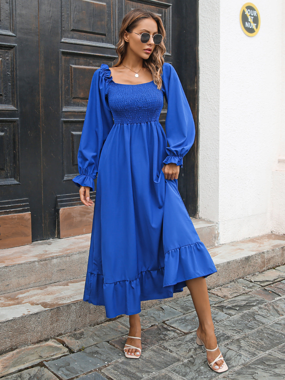 Casual Ruffled Long Sleeves Fall Dresses