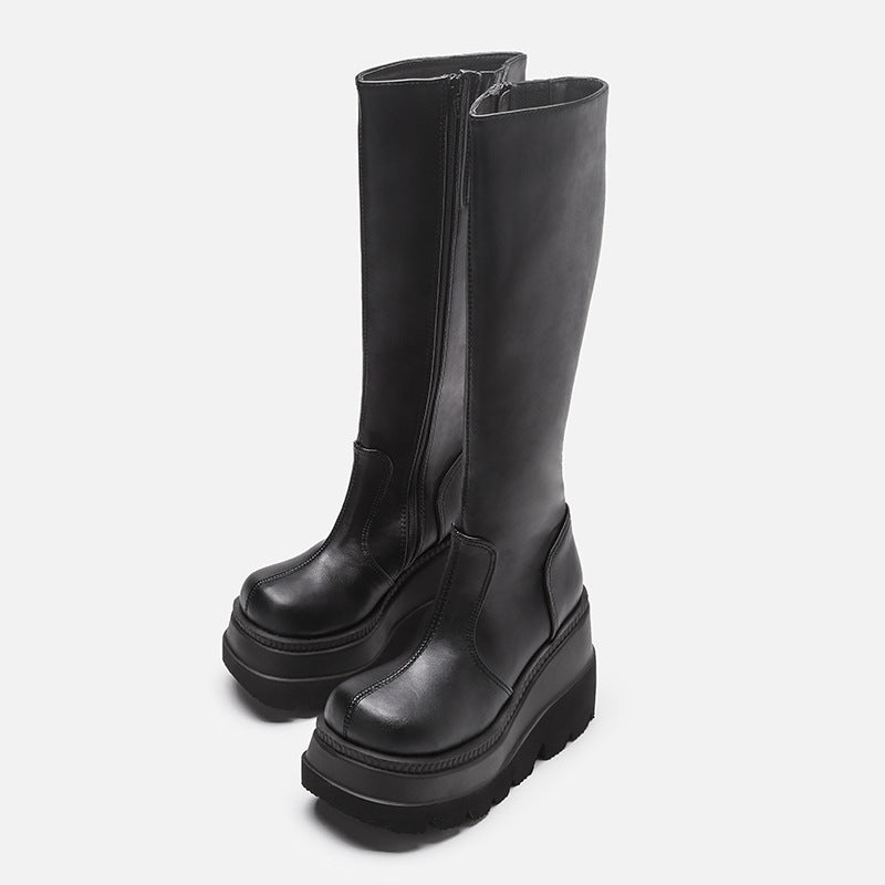 Gothic Wedge Heel Platform Combat Boots