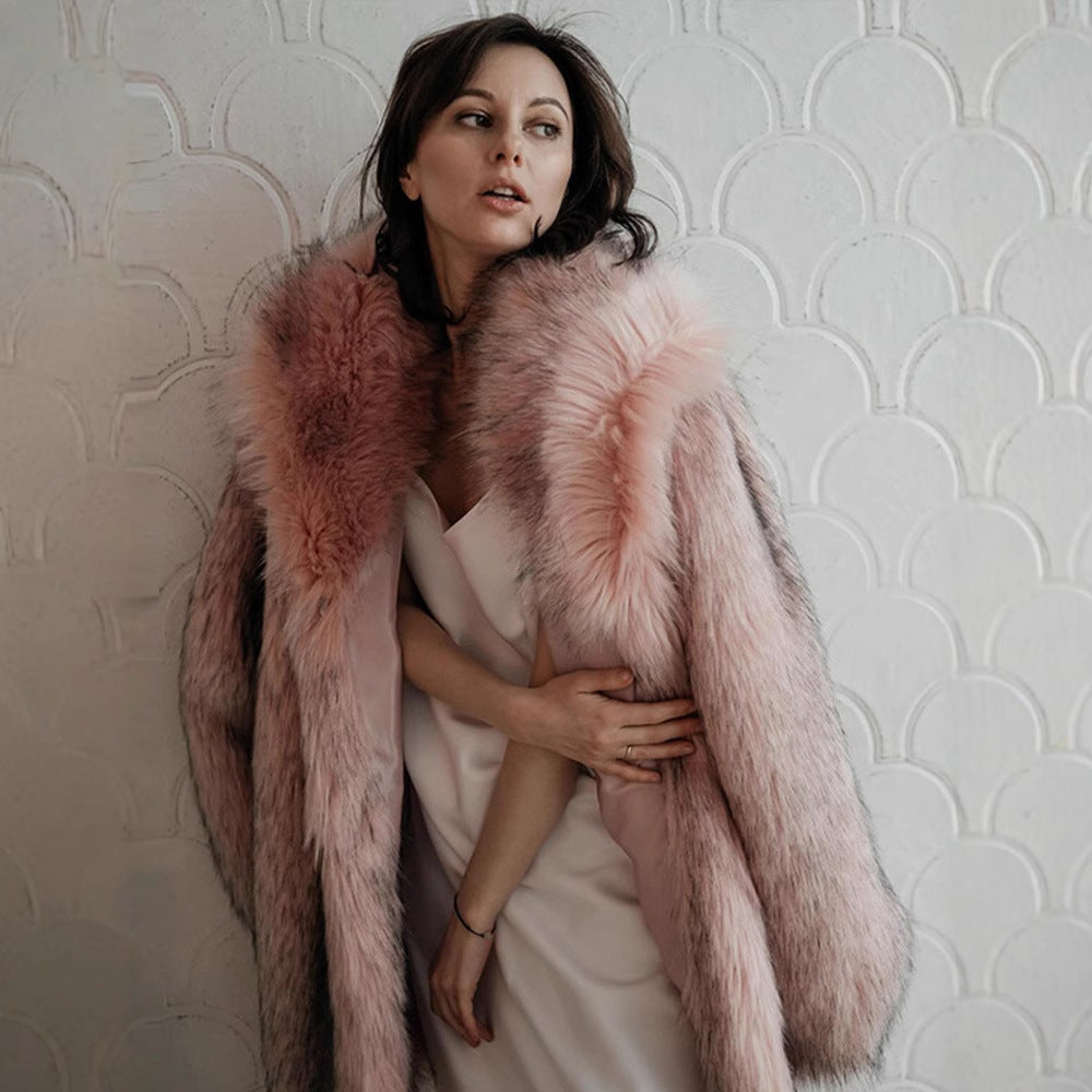 Pink Women's Faux Fur Coat