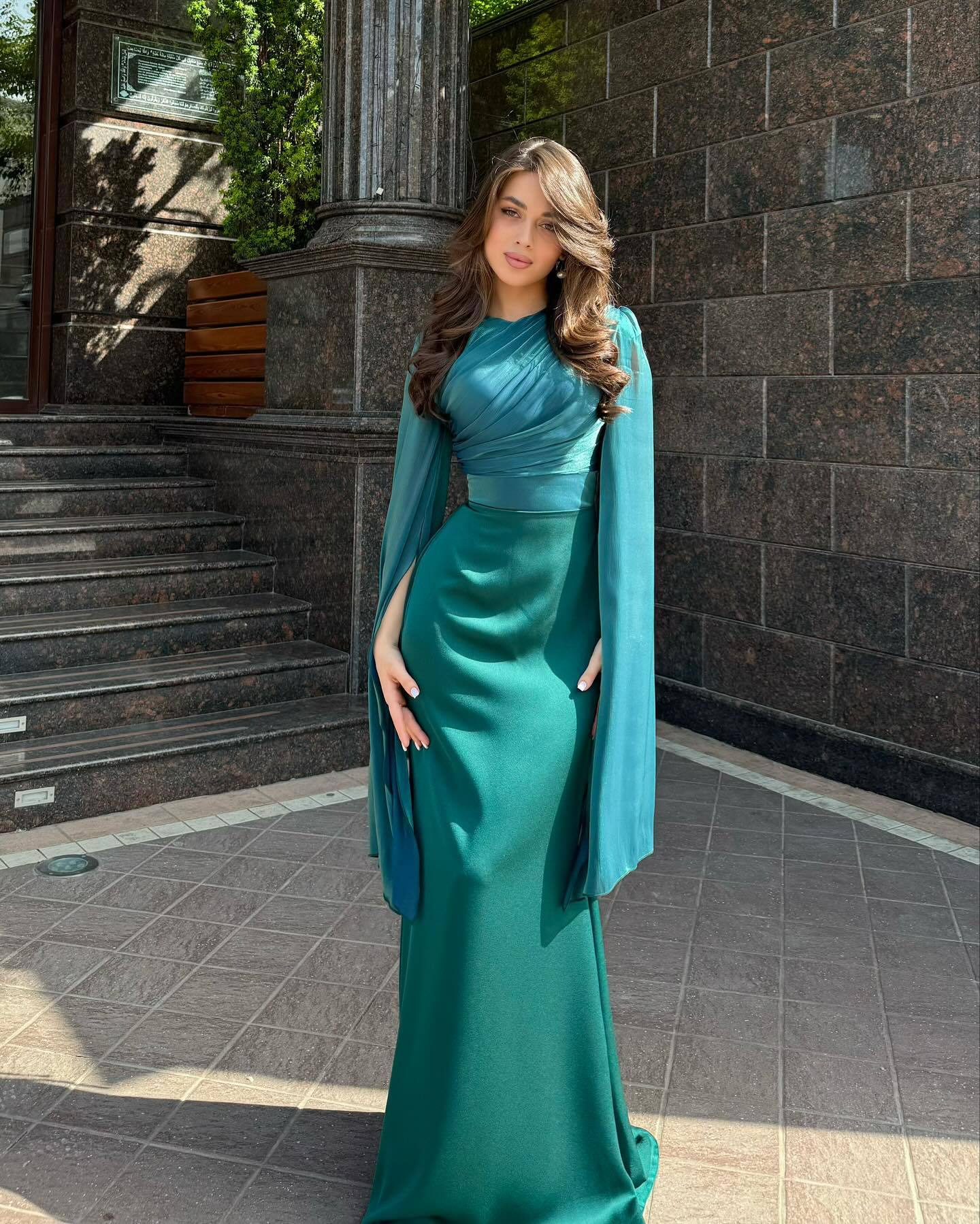 Elegant Satin Summer Long Sleeves Dresses