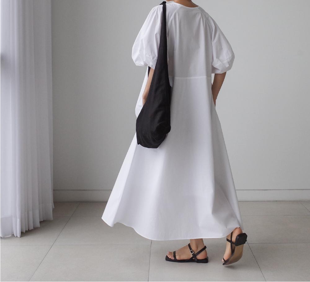 Loose Cozy Puff Sleeves Long Dresses-Maxi Dresses-Free Shipping at meselling99