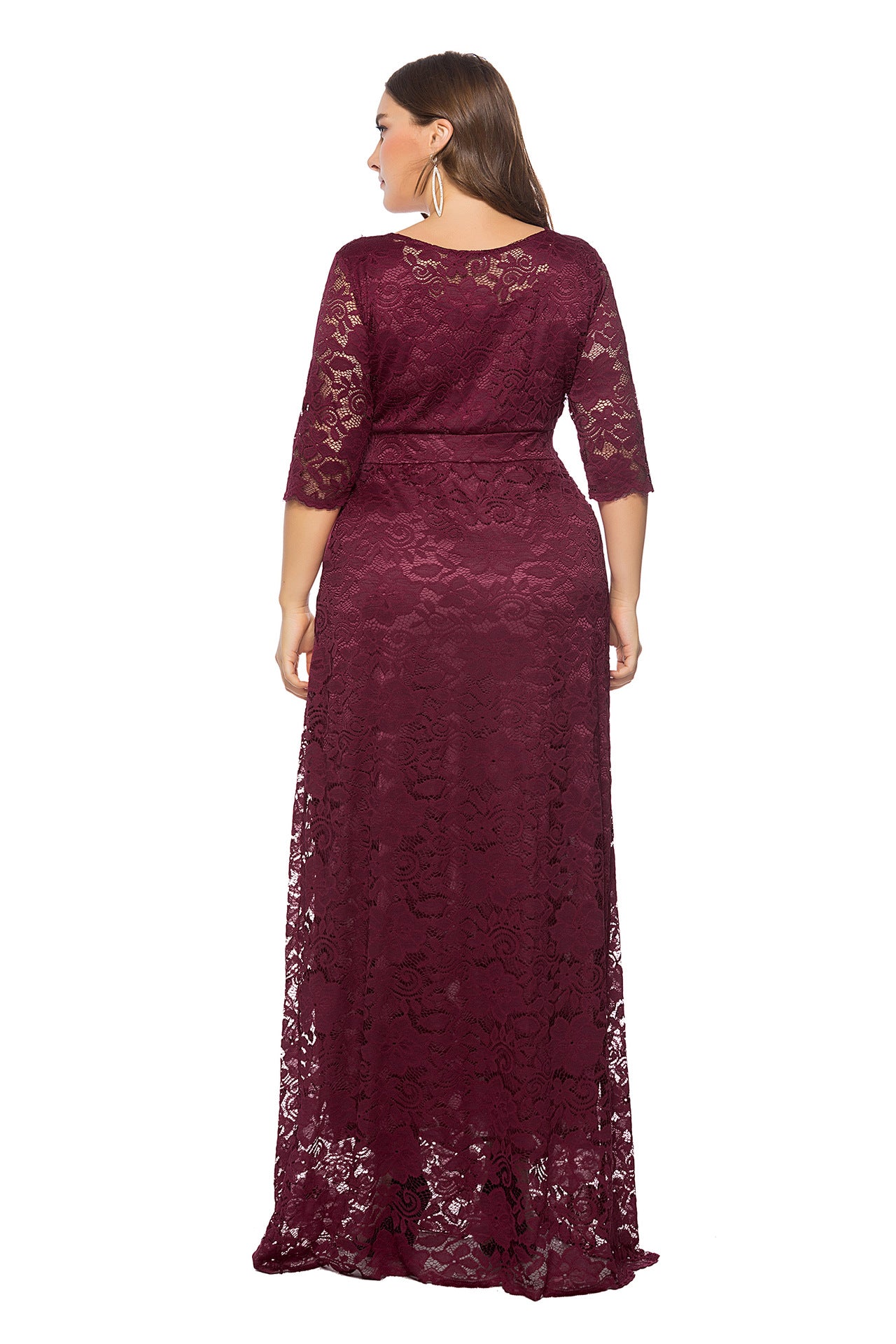 Plus Size Lace Evening Gown with Pockets