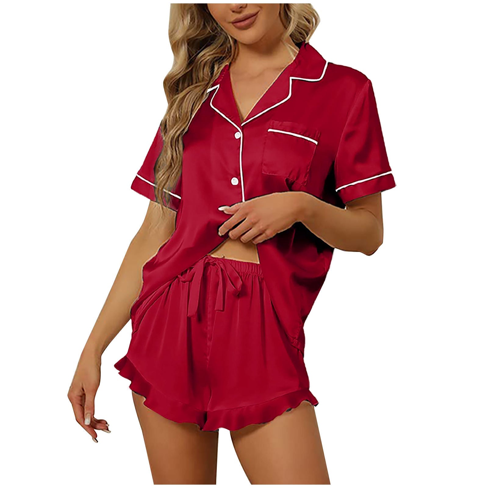 Casual Satin Summer Pajamas Suits for Women