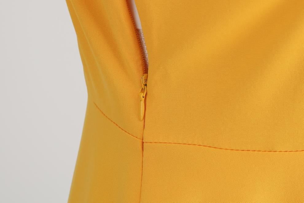 Elegant V-Neck Polka Dot & Solid Color A-Line Dress with Belt for Women