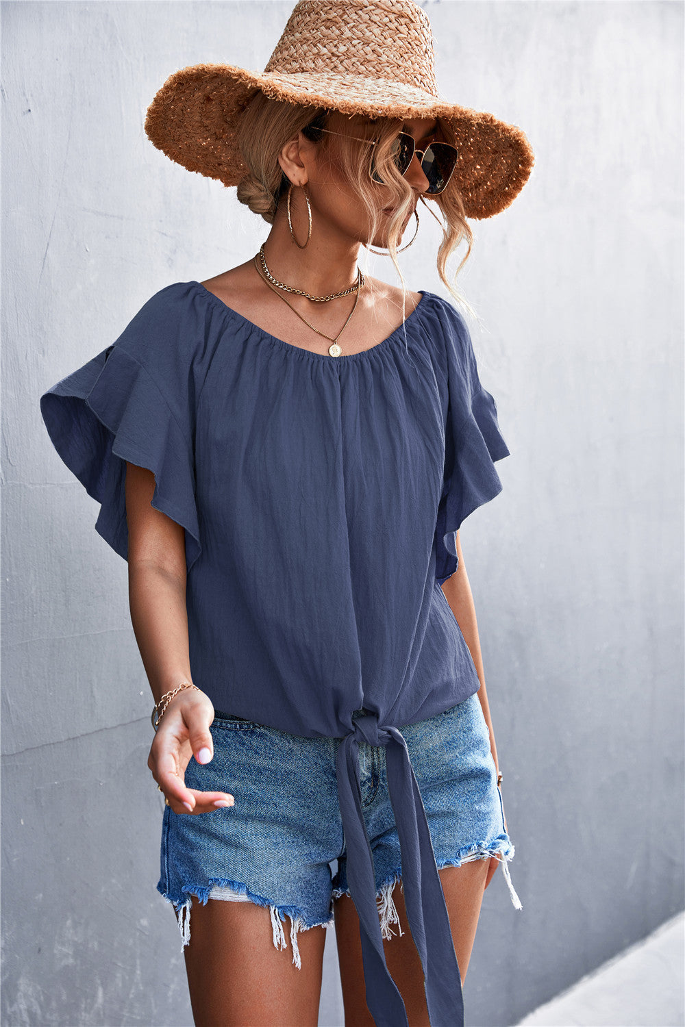 Summer Round Neck Women Blouses