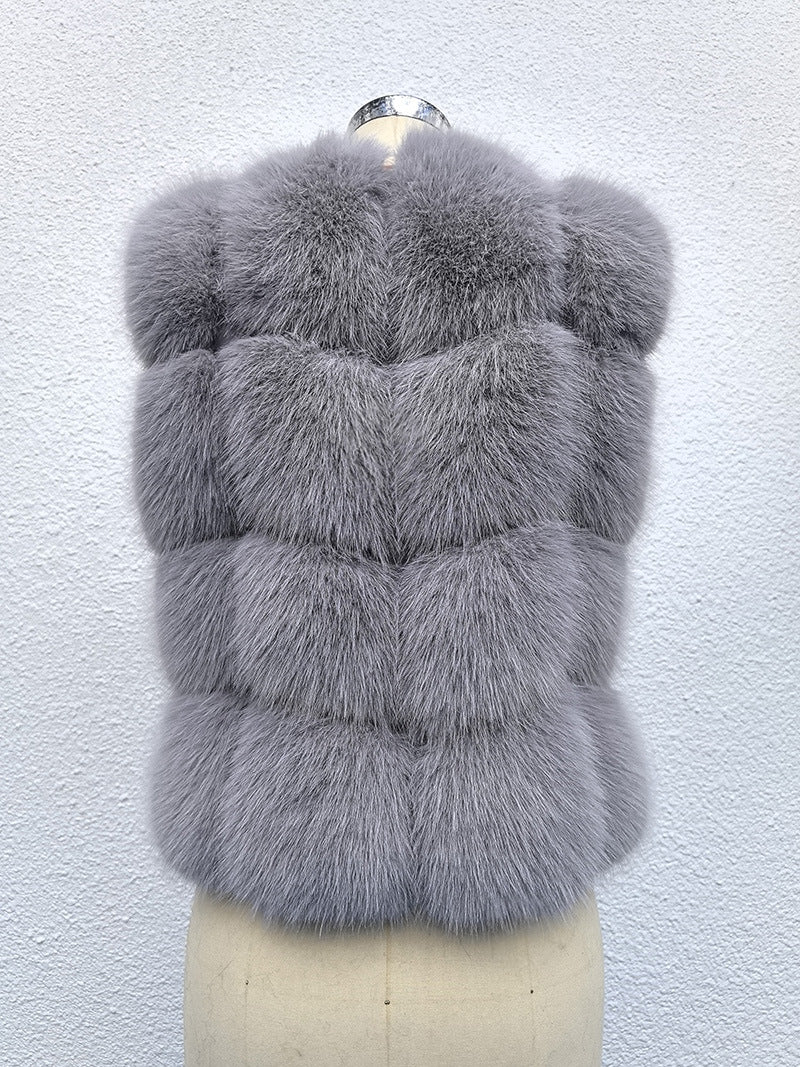Classic Spliced Short Faux Fox Fur Vest