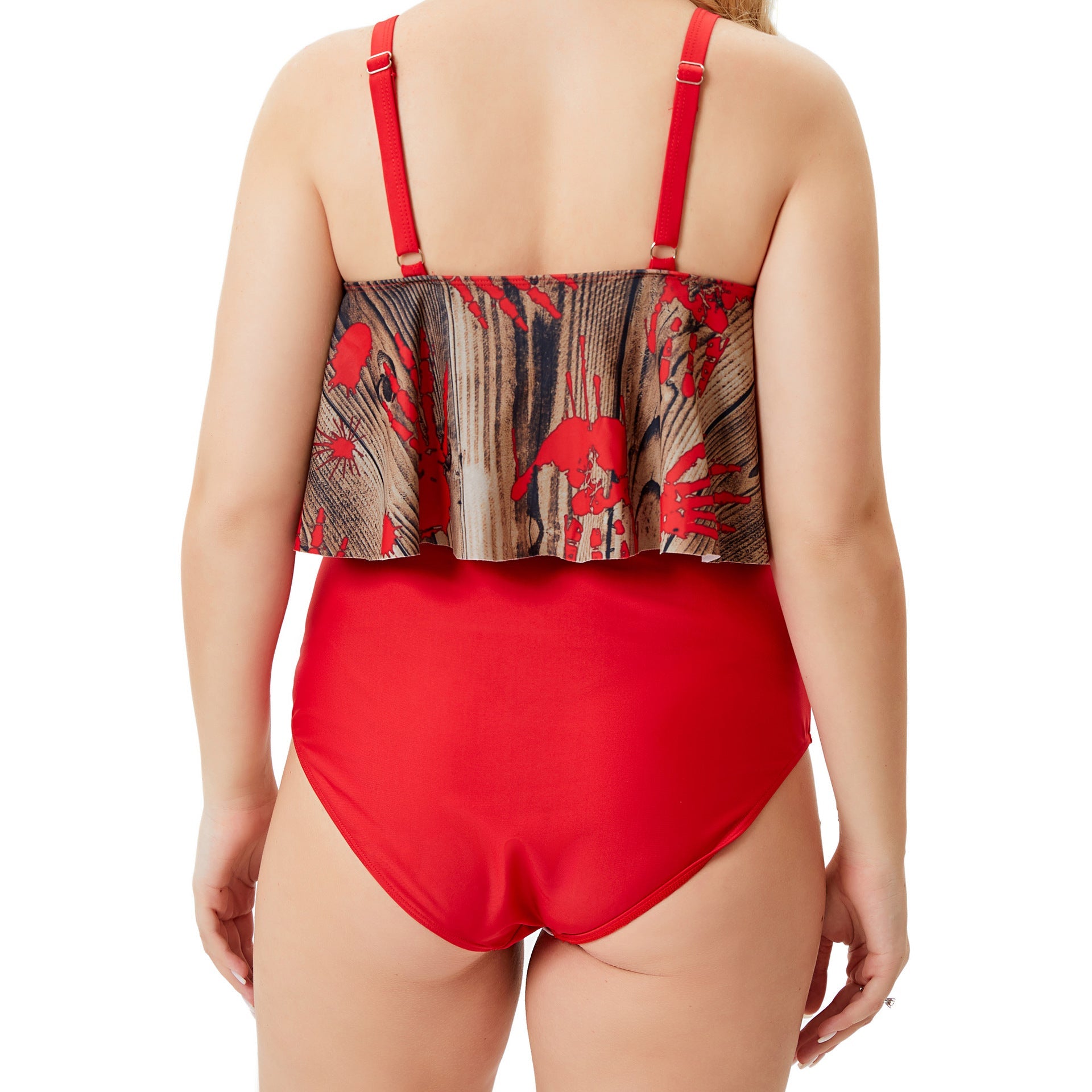 Red Ruffled Red Two Pieces Plus Sizes Summer Swimsuits