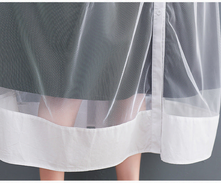 Summer Tulle Short Sleeves Plus Sizes Long Shirts Dresses-Dresses-Free Shipping at meselling99