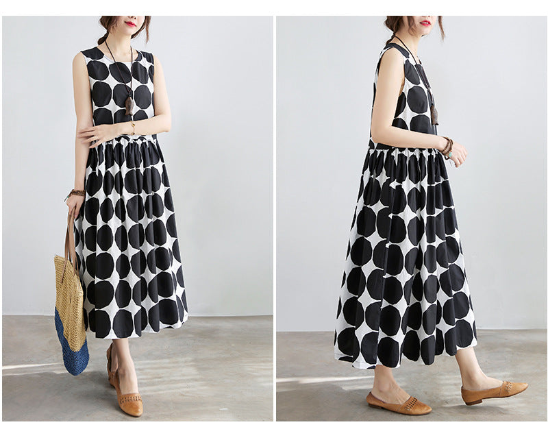 Summer Women Dot Print Midi Dresses-Dresses-Free Shipping at meselling99