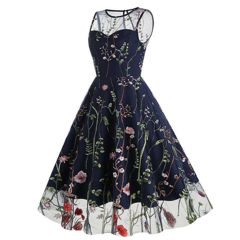 Vintage Sleeveless Embroidery Dresses-Dresses-Free Shipping at meselling99