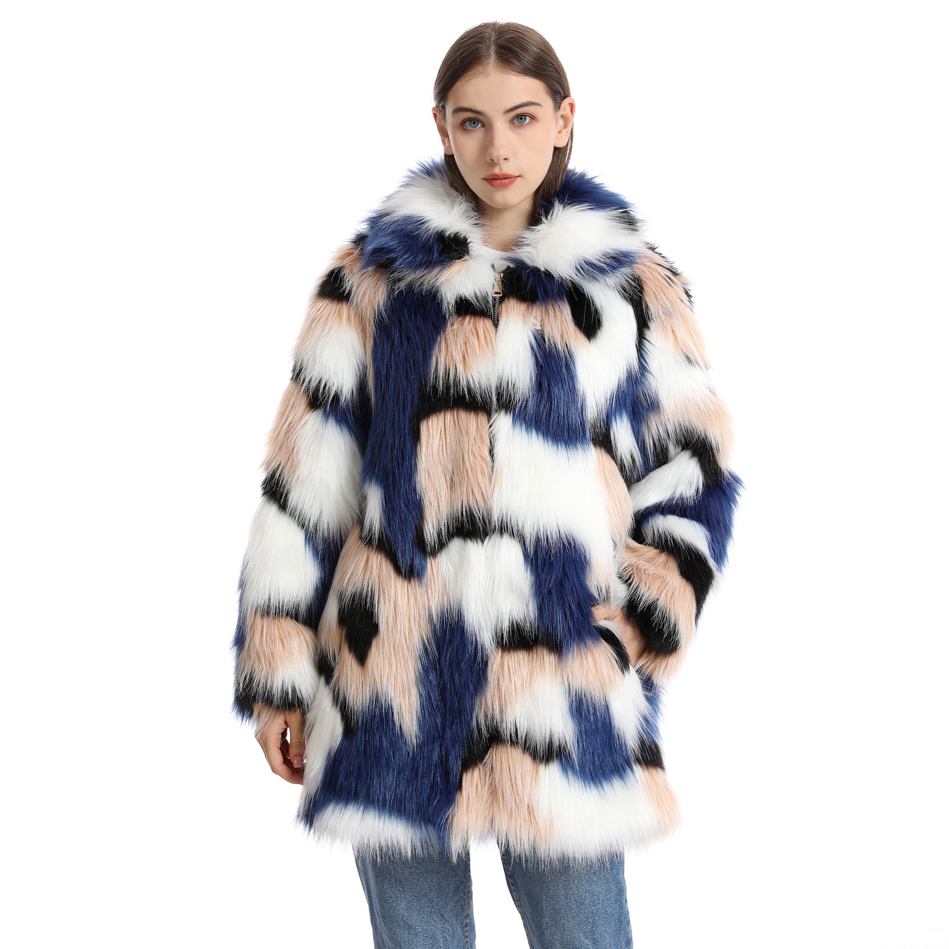 Women's Plush Long-Length Faux Fur Coat