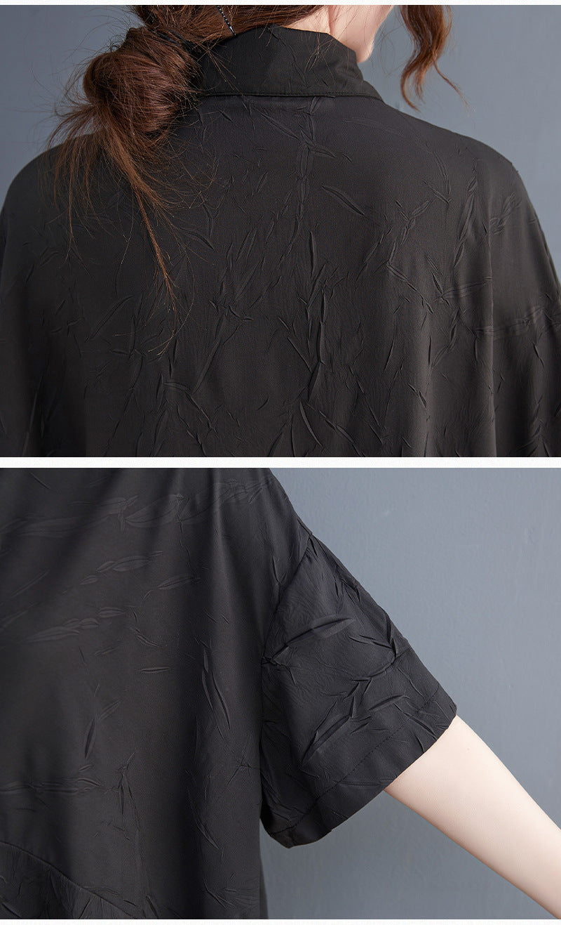 Summer Ruffled Plus Sizes Midi Shirts Dresses-Dresses-Free Shipping at meselling99