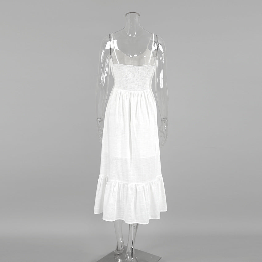 Summer Cotton Spaghetti Straps White Mini Dresses