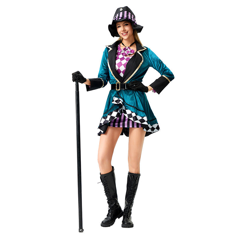 Halloween Circus Alice Mad Hatter Adult Magician Costume