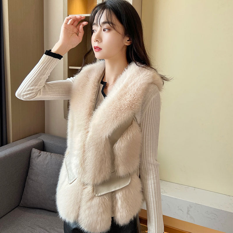 Winter Man Made Fox Fur Short Top Vest for Women