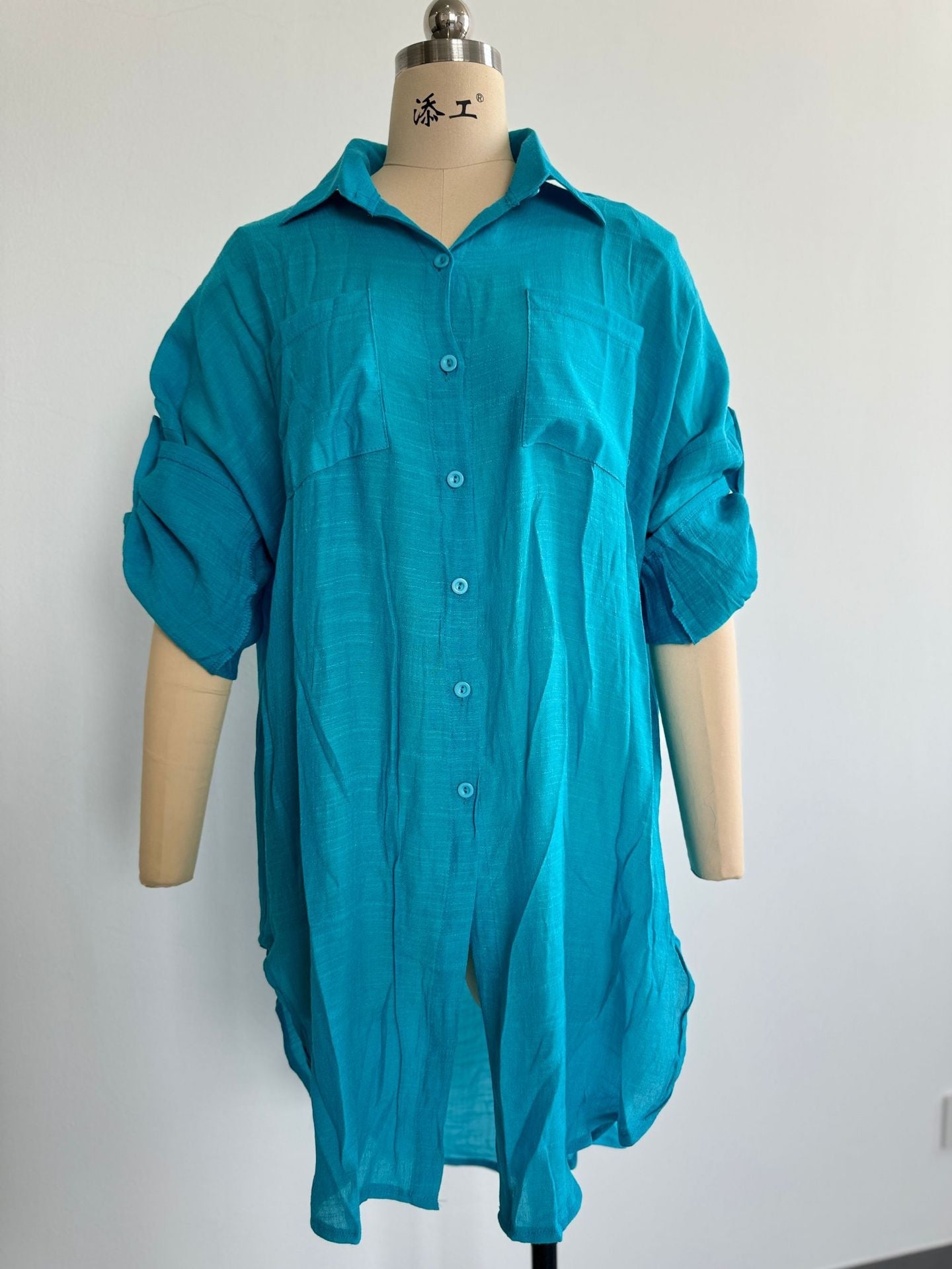 Casual Resort Solid Color Tunic, Bikini Shirts, Sun Protection Shirt