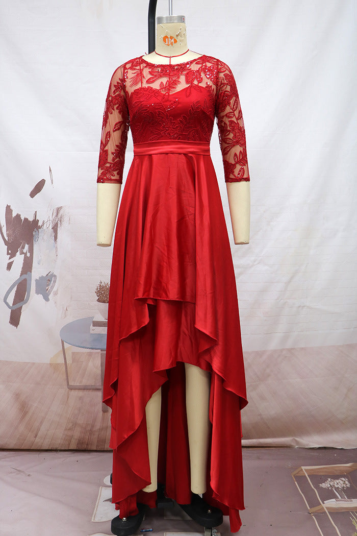 Elegant Lace Party Dresses with Brush Tail-Dresses-Free Shipping at meselling99