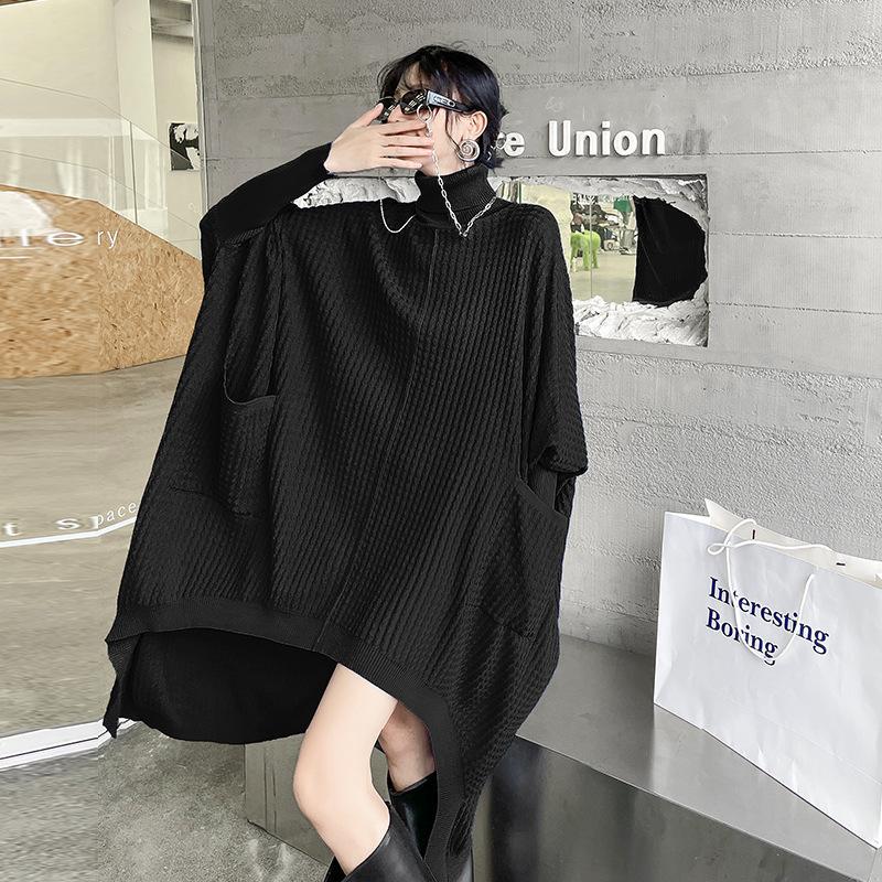 Women High Neck High Low Designed Knitted Long Cozy Dresses--Free Shipping at meselling99