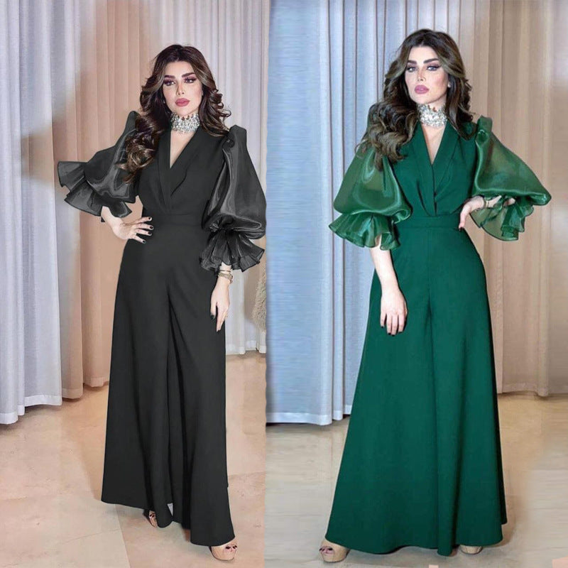 Elegant V Neck Long Sleeves Jumpsuits & Rompers-Dresses-Free Shipping at meselling99