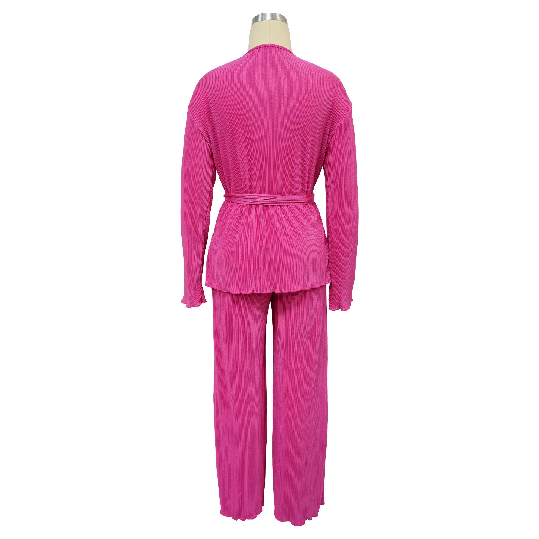 Casual V Neck Long Sleeves Tops and Pants Two Pieces Suits