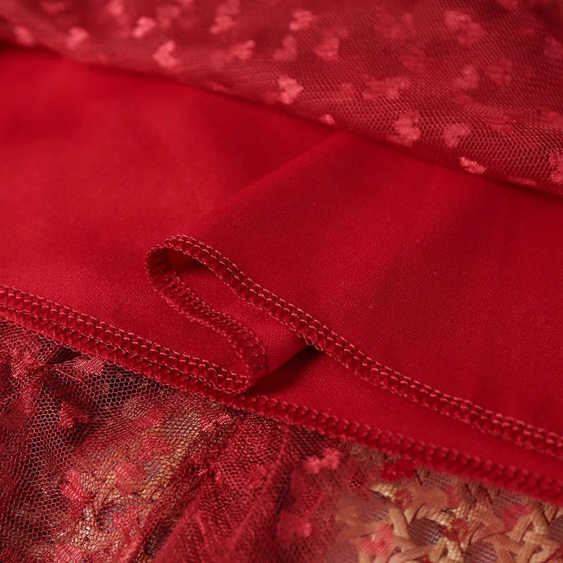 Plus-Size A-Line Tulle Skirt with Jacquard Heart Design