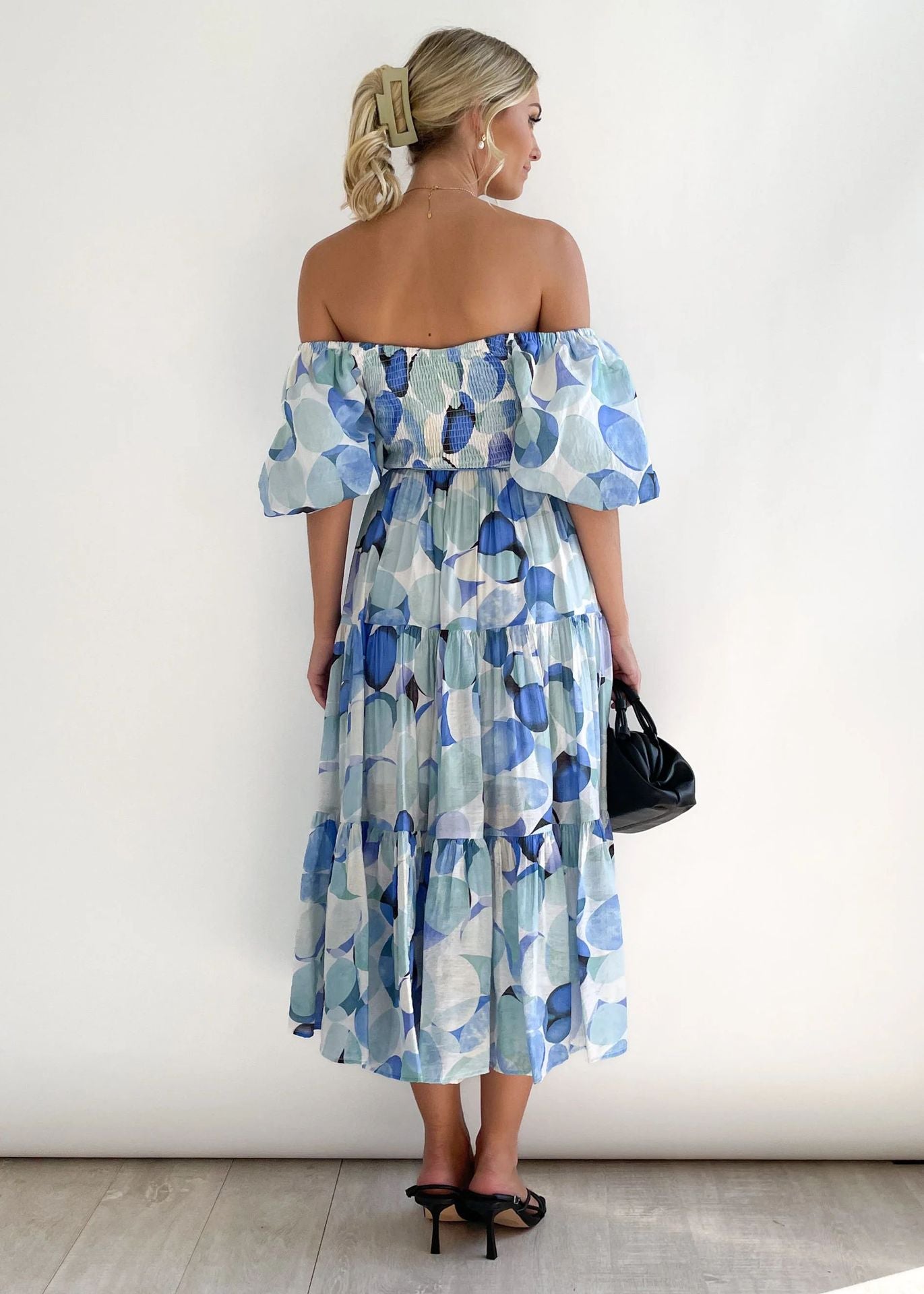 Casual Off The Shoulder Floral Print Long Dresses