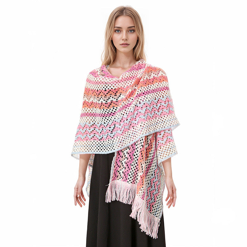 Boho Chic Women's Cape Poncho – Versatile Ethnic Print Shawl Wrap