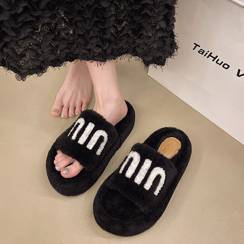 Fashion Women Winter Platform Slippers