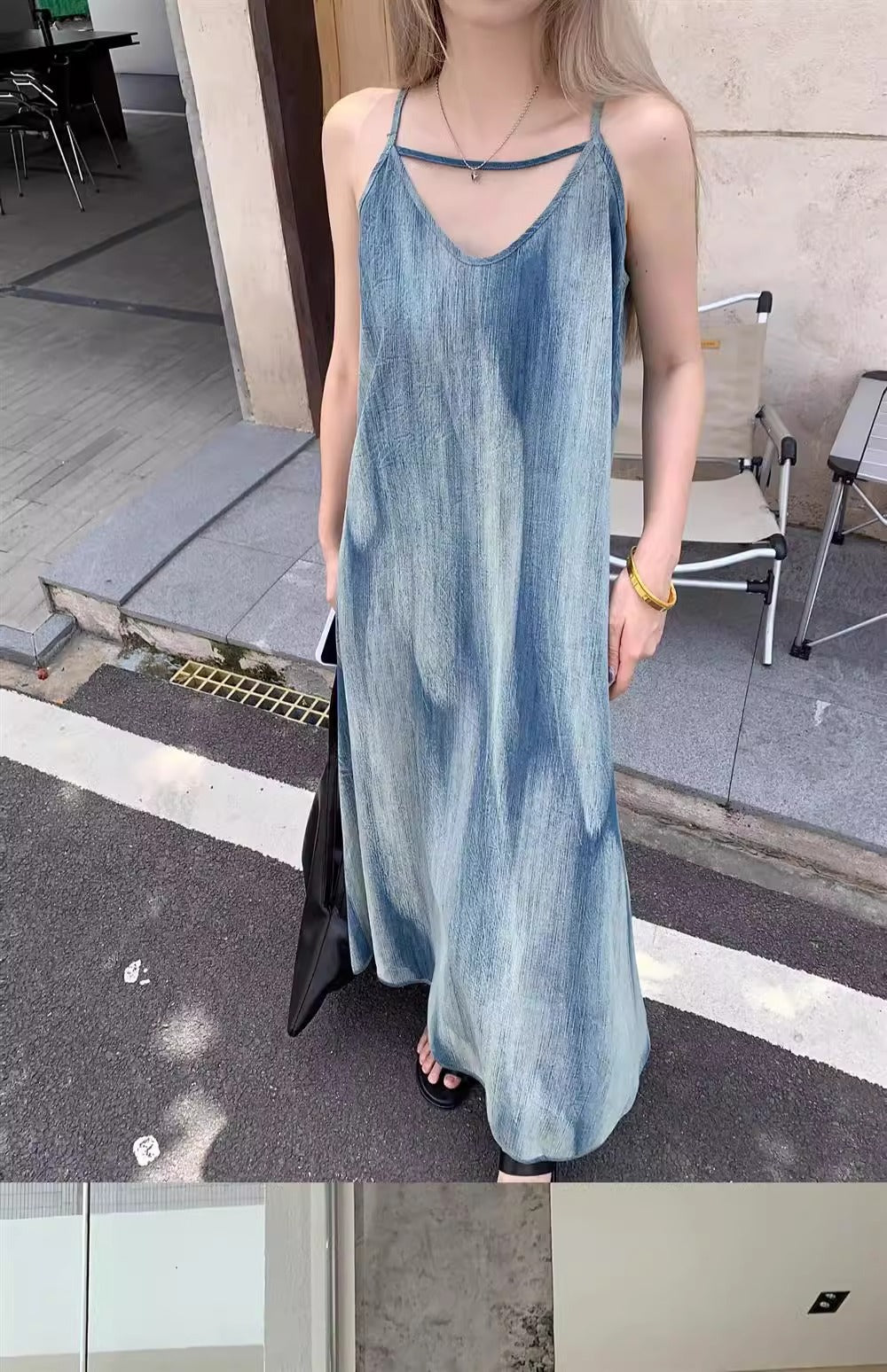 Retro Tie-Dye Strap Dress – Summer Loose Boho Beach Maxi Dress for Vacation