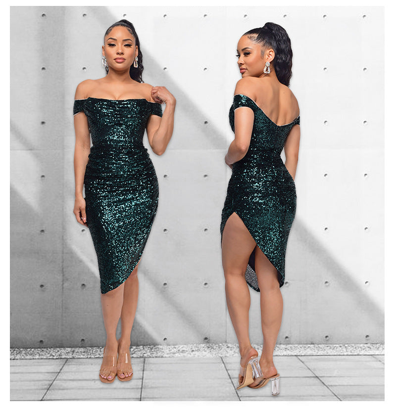 Sexy Off The Shoulder Sequined Mini Cocktail Dresses-Dresses-Free Shipping at meselling99