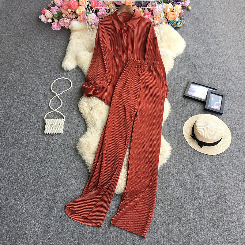 Fashion Candy Colors Long Sleeves Shirts & Elastic Long Pants