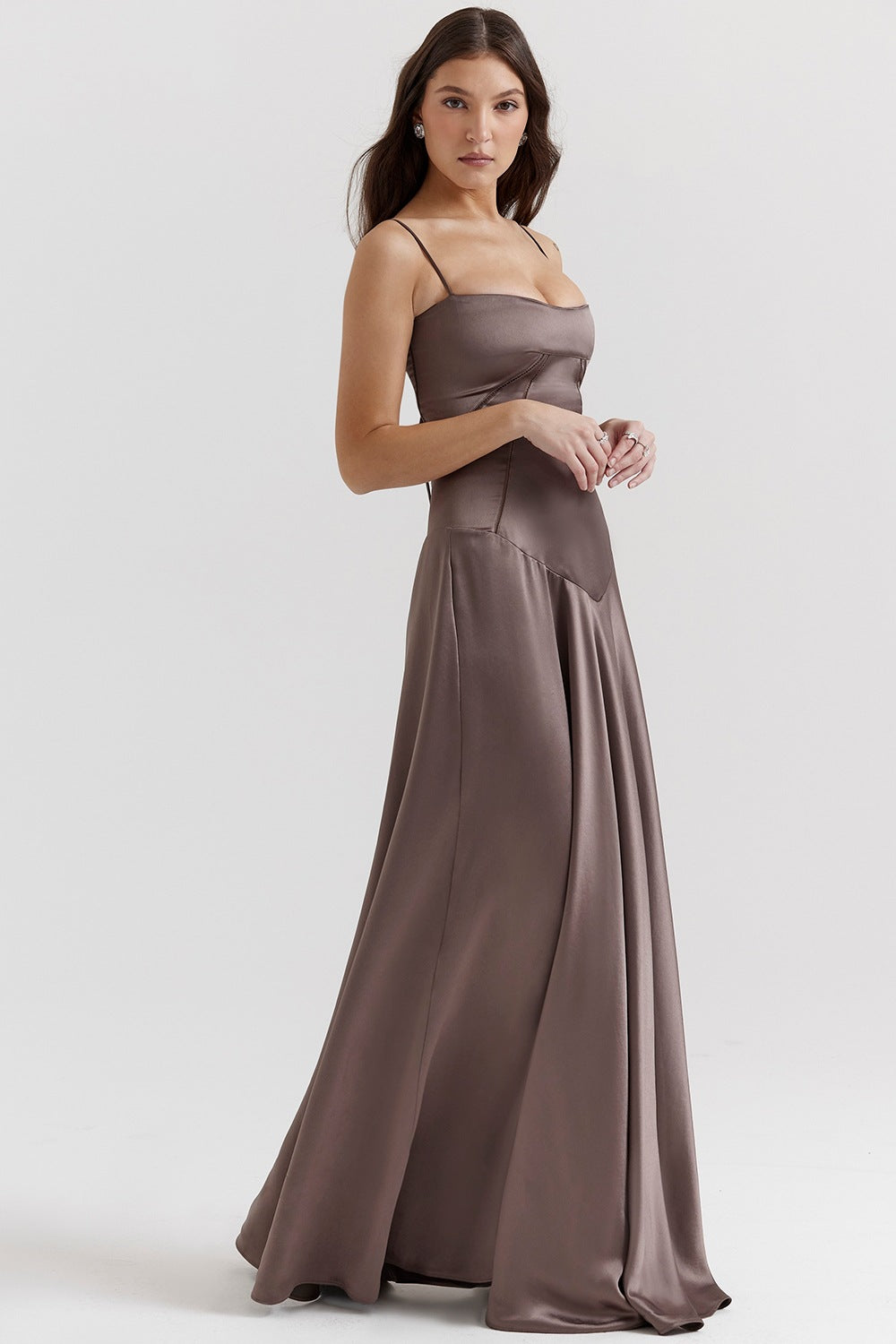 Elegant Long Satin Slip Dress with Low Back