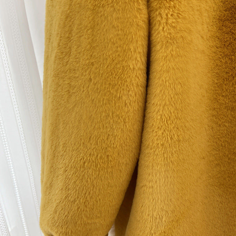 Winter Faux Fur Jacket with Contrast Collar, Oversized Outerwear