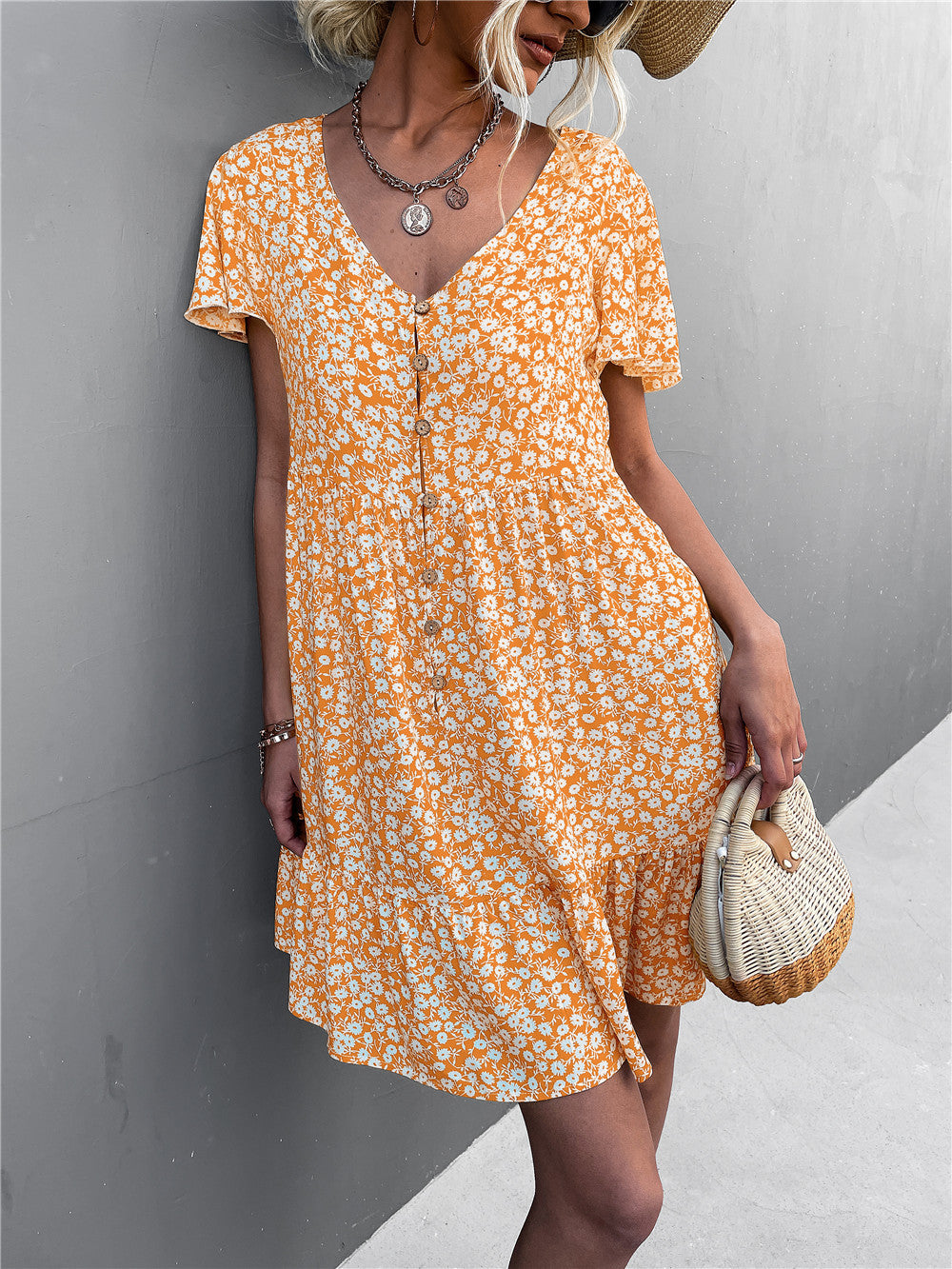 Leisure Floral Print Summer Short Dresses