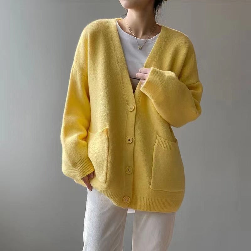 Loose Knit Cardigan – Oversized V-Neck Sweater | Soft & Cozy Casual Pullover