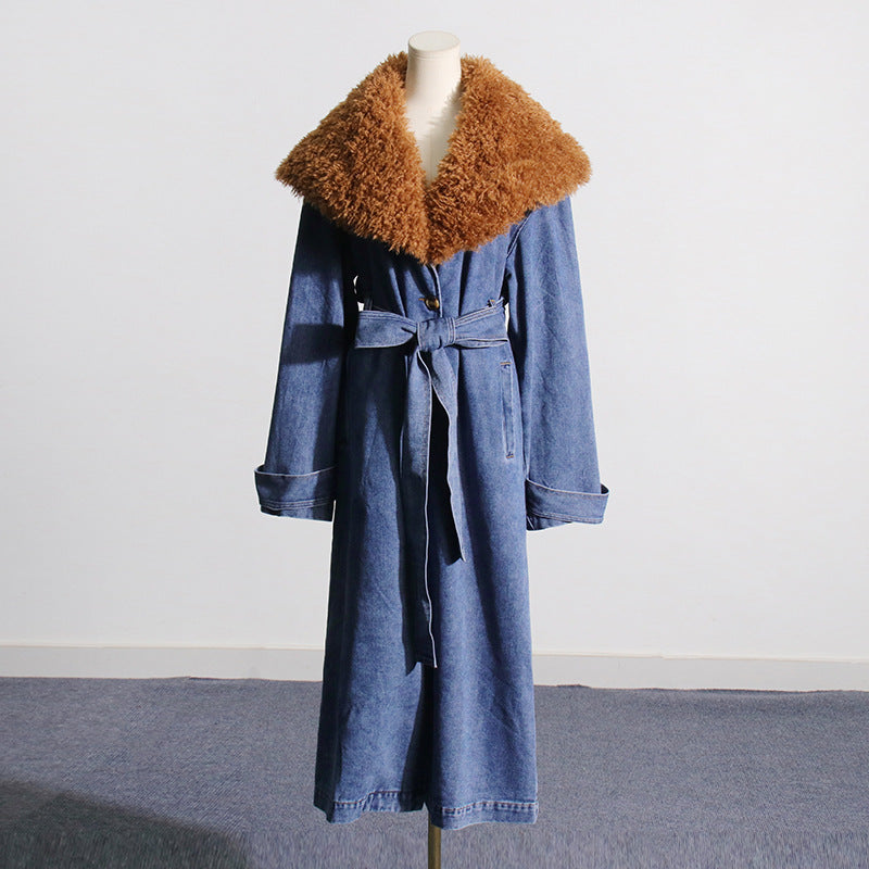 Fashion Designed Fur Denim Winter Outerwear