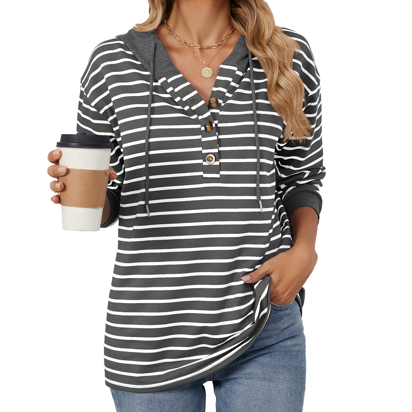 Casual Striped Long Sleeves Hoodies