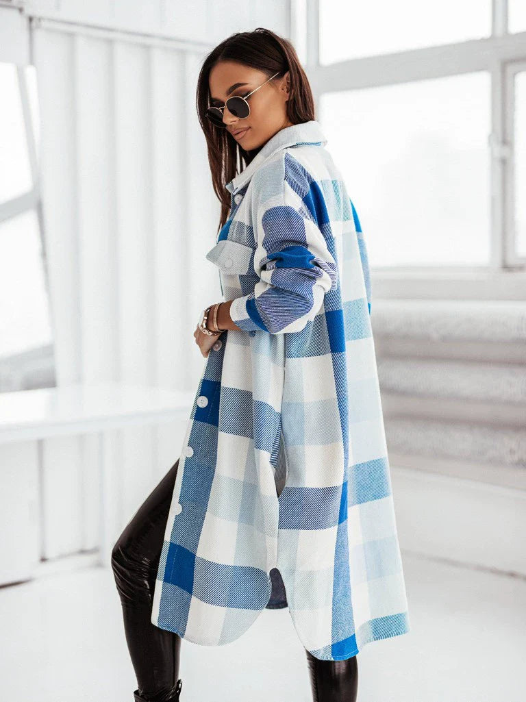 Fashion Colorful Plaid Women Overcoats
