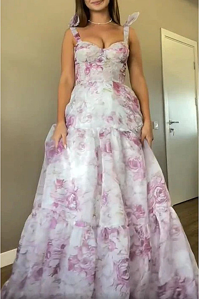 Elegant Off-Shoulder Long Chiffon Dress for Women