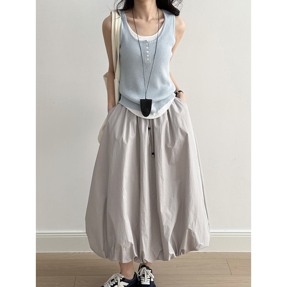 Women's Summer A-Line Skirt-White-M-Free Shipping Leatheretro