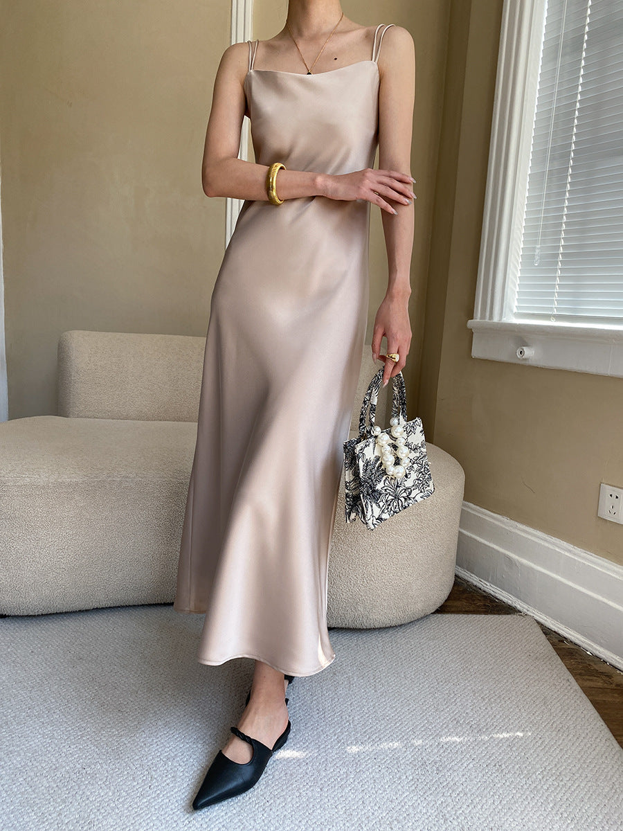 Elegant French Satin Slip Dress