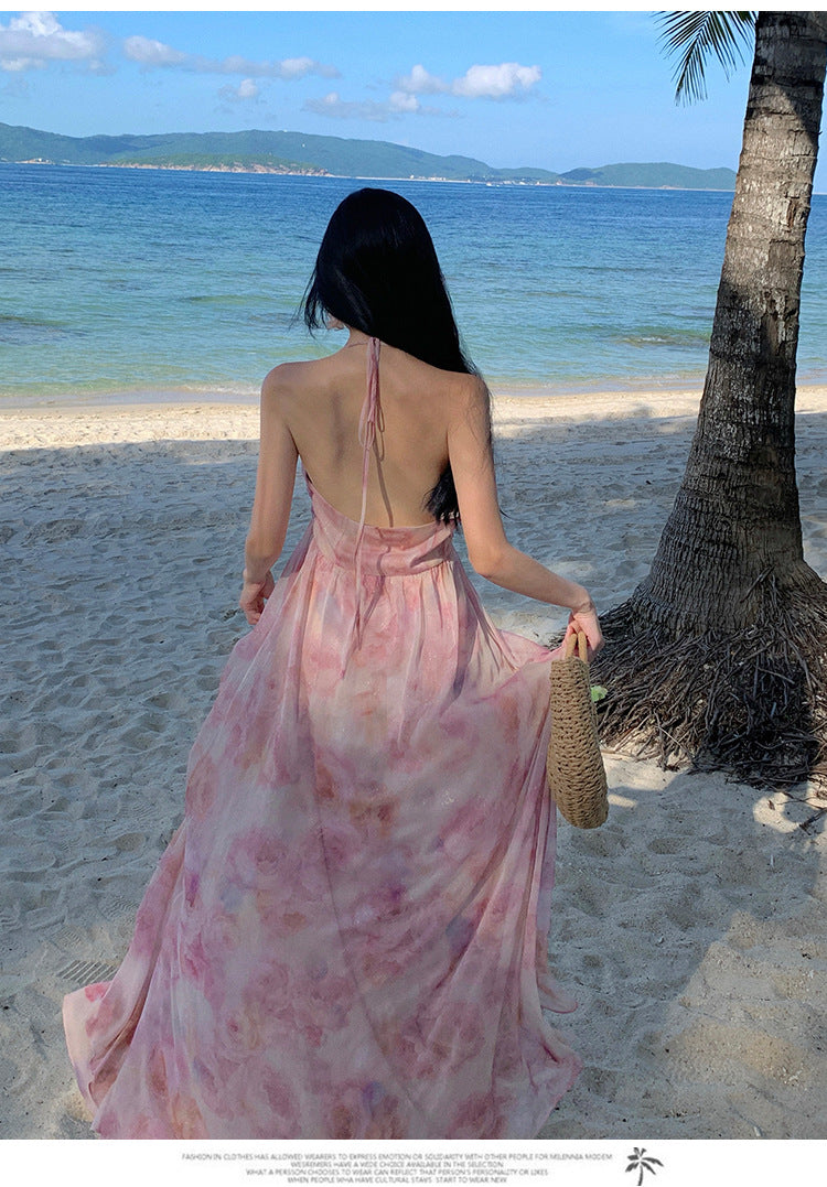 Luxury 3D Floral Halter Neck Dress